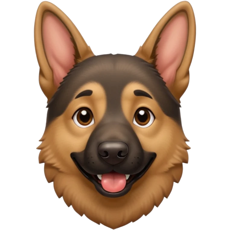 cartoon style dark German Shepherd dog with its tongue hanging out long emoji