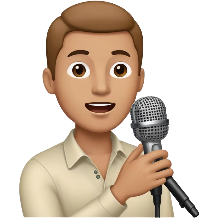 Man holding a microphone, singing or speaking emoji