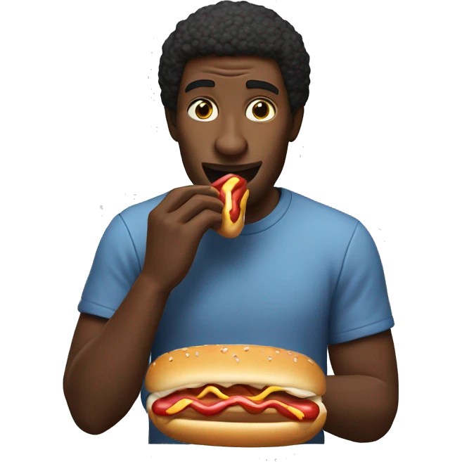 Black man eating hotdog emoji