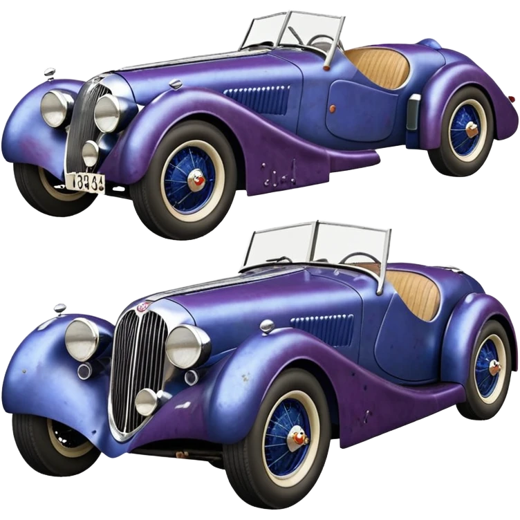 A very fast racing 1934 jaguar roadster body shell-on rustic old antique rat hot rodded blueberry and cherry pearl trailer  emoji