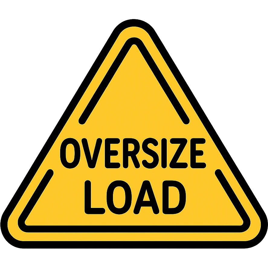 warning sign reading OVERSIZE LOAD in black letters on yellow background, icon style emoji