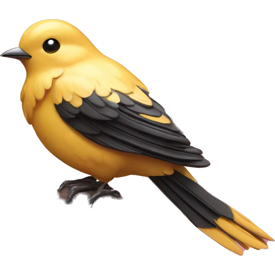 Realistic Golden bird with pink wings sitting on cherry blossom branch emoji