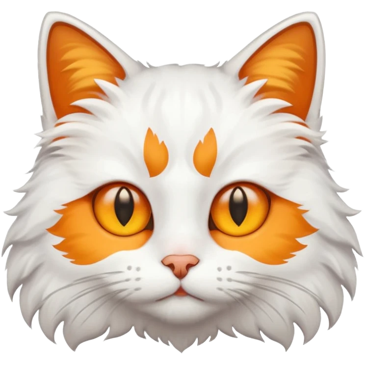 a cat that is a mixture of white and orange, with yellow eyes emoji