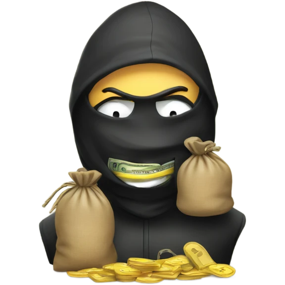 Robber emoji with money sack emoji