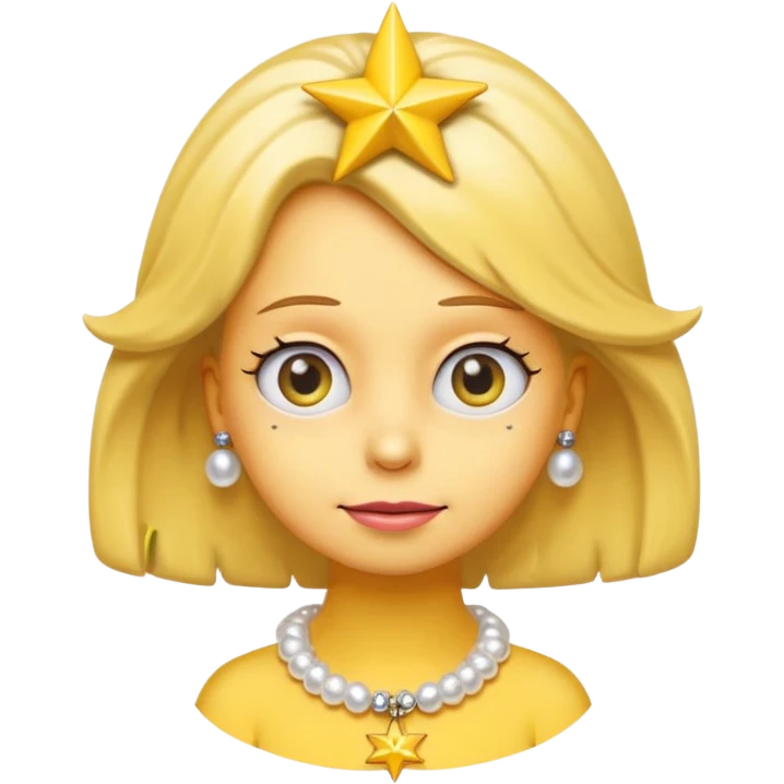3D emoji head-only, smooth plastic, soft studio light, big round eyes, bold outline, centered, transparent bg,
Lisa Simpson, yellow skin, eight-point star hair, white pearl necklace emoji