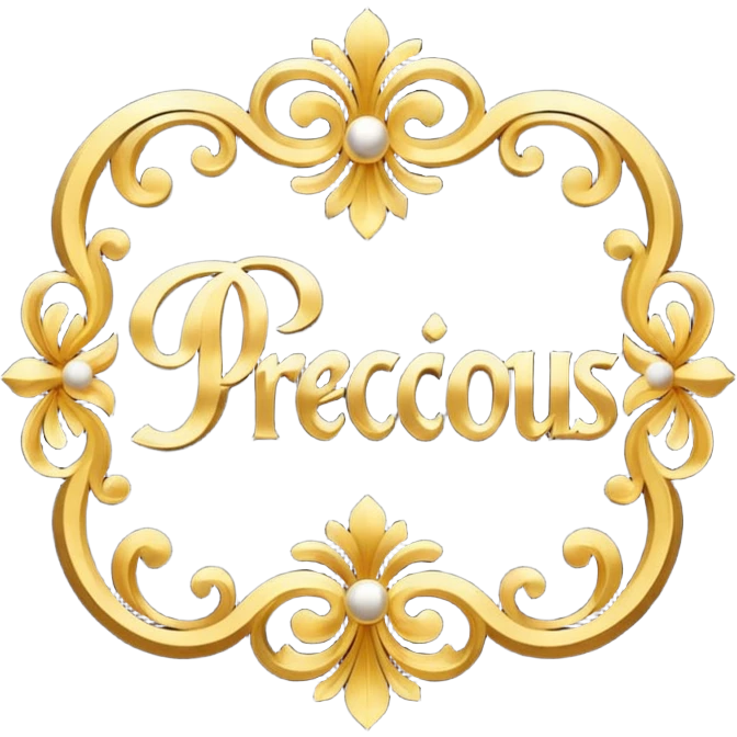 The word "Precious" in black and gold letters emoji