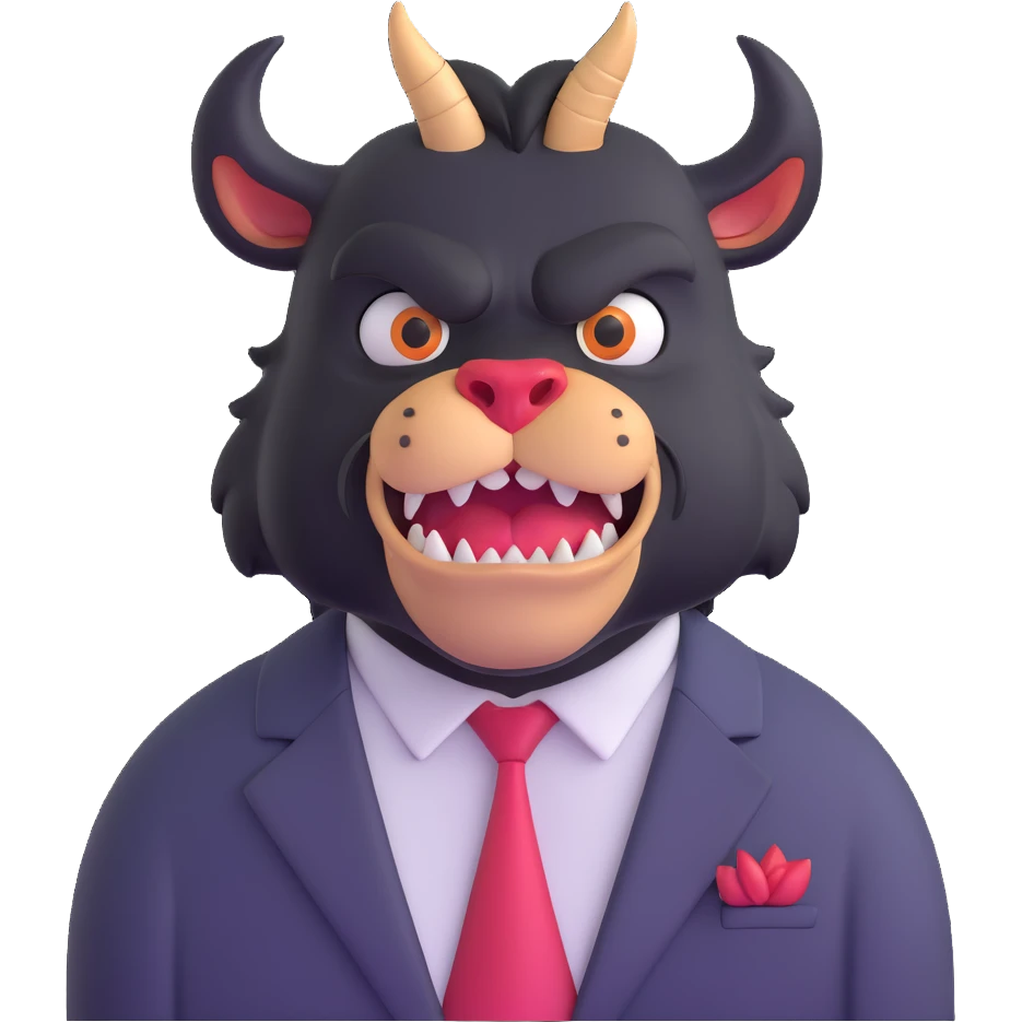 Beast from Beauty and the Beast with human mouth looking friendly, less fierce, elegant clothes emoji