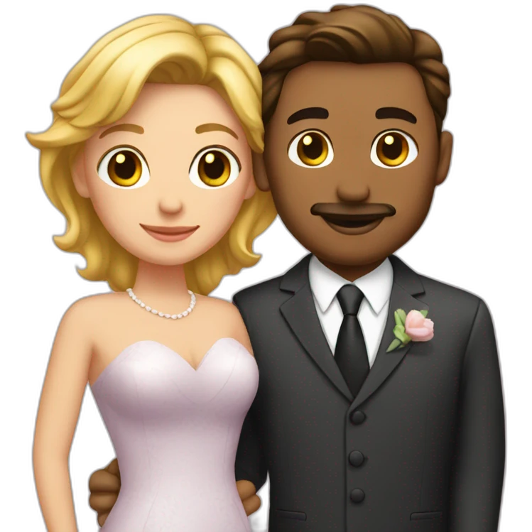 married couple, american couple, suit and dress, hugging emoji