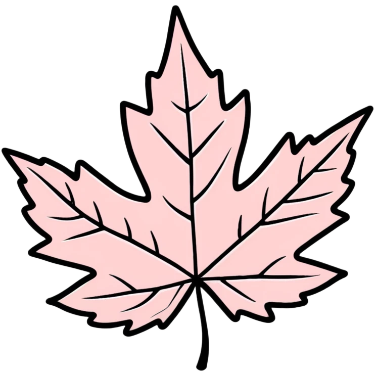 delicate pastel pink maple leaf with veins emoji