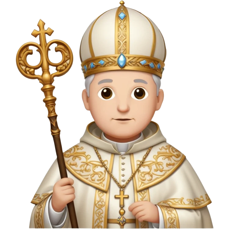 Portrait of Leo Gorskey in ornate pope clothing, holding a staff emoji