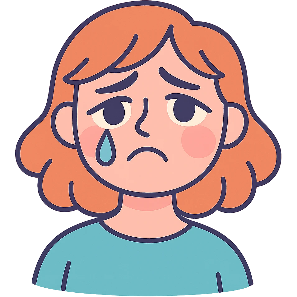 wistful crying face with gentle eyes, single tear, pastel colors emoji