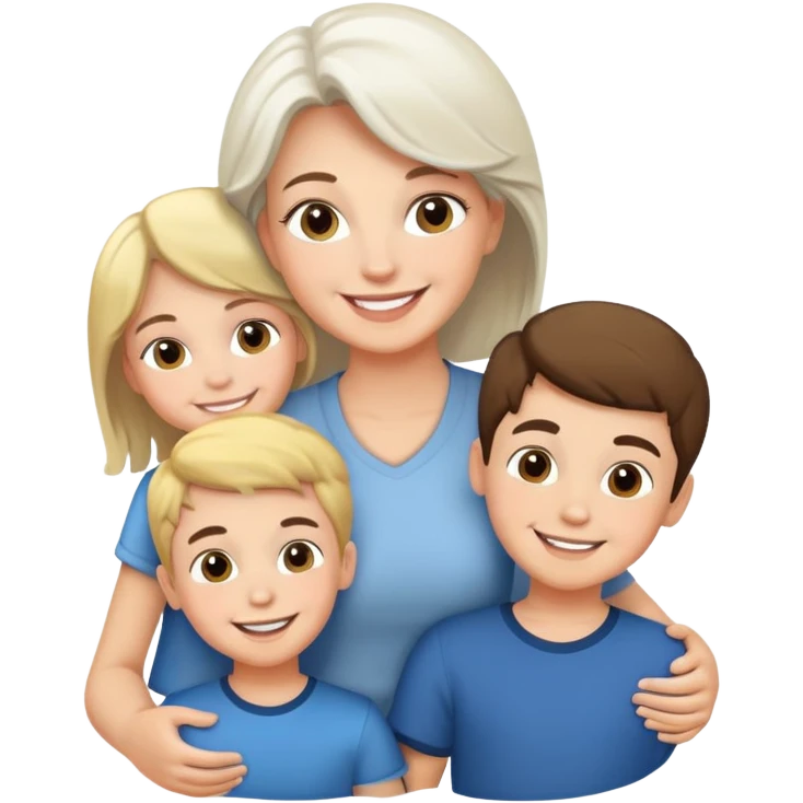 white mum with 3 childrem, 2 boys and 1 girl emoji