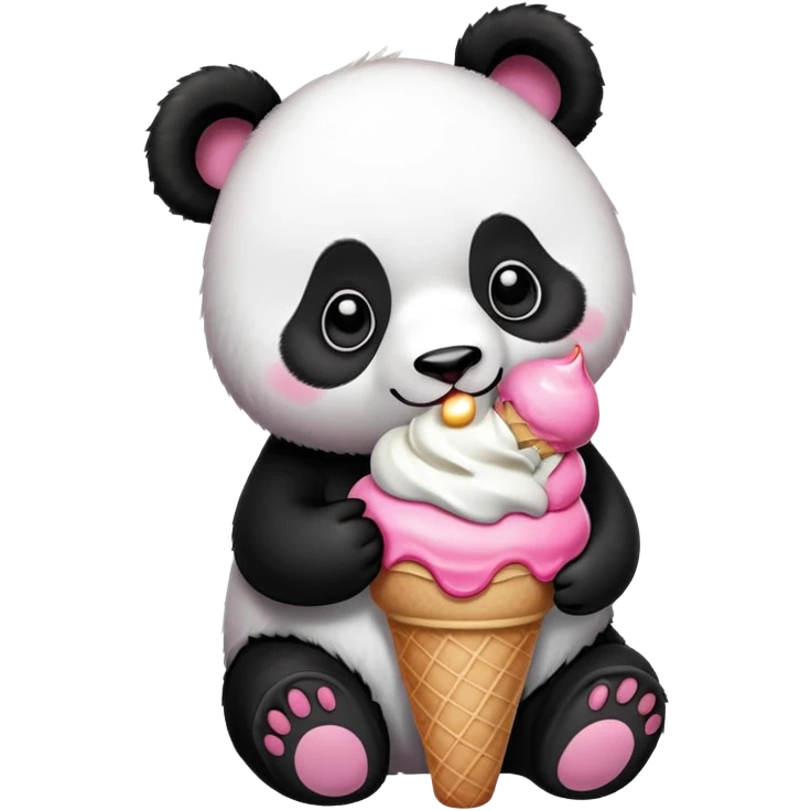 Panda eating ice cream emoji