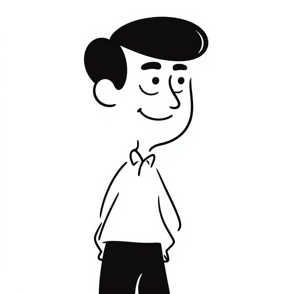 Simple drawing of a man with an unusually large forehead, cartoon character, male emoji