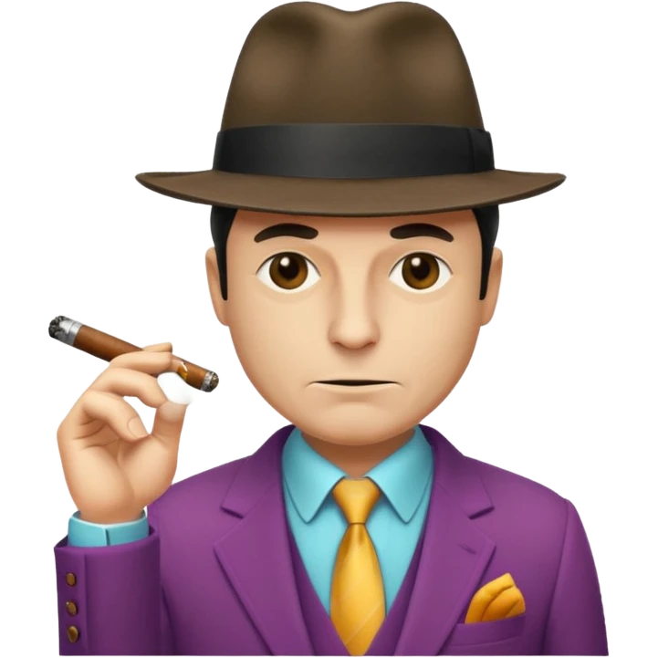 Retro Mobster with colored suits and hats without cigar emoji