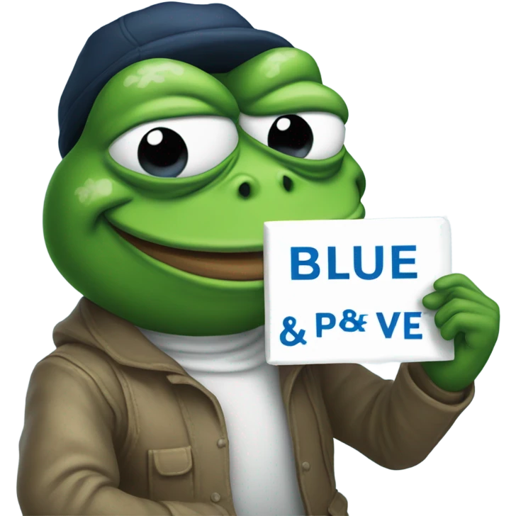 pepe hold sign that says blue PVE'r emoji