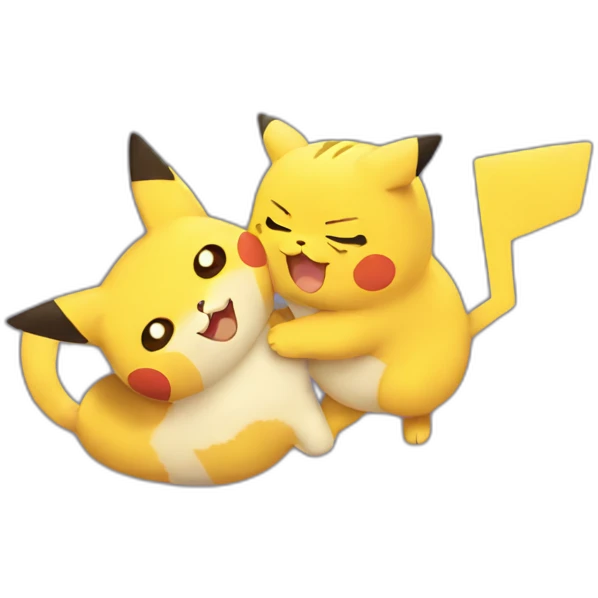 cat and pikachu hug emoji