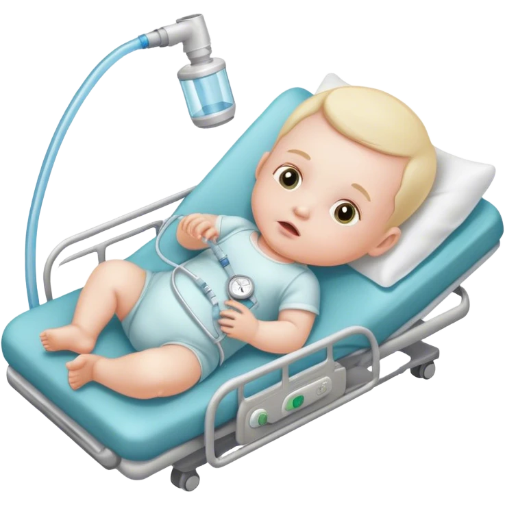 bebe com tubo para respirar emoji