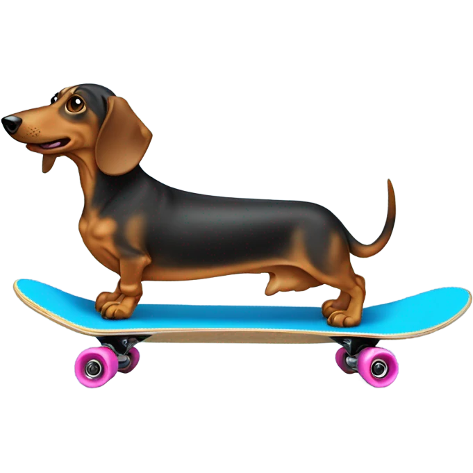 A wiener dog on a skate blue skate board  emoji