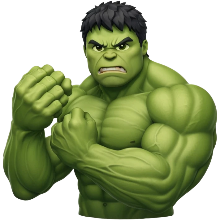 big muscular green cool hulks fist with 5 fingers emoji