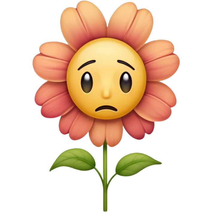 sad flower with a sad face emoji