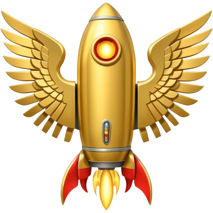 gold ancient wide jetpack with extremely wide rocket wings, back view, no fire emoji