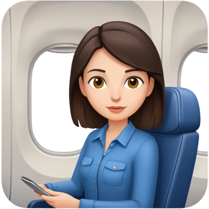 Casual brunette on airplane seat emoji