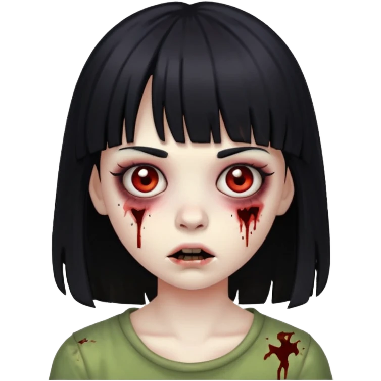girl zombie with black hair with bangs emoji