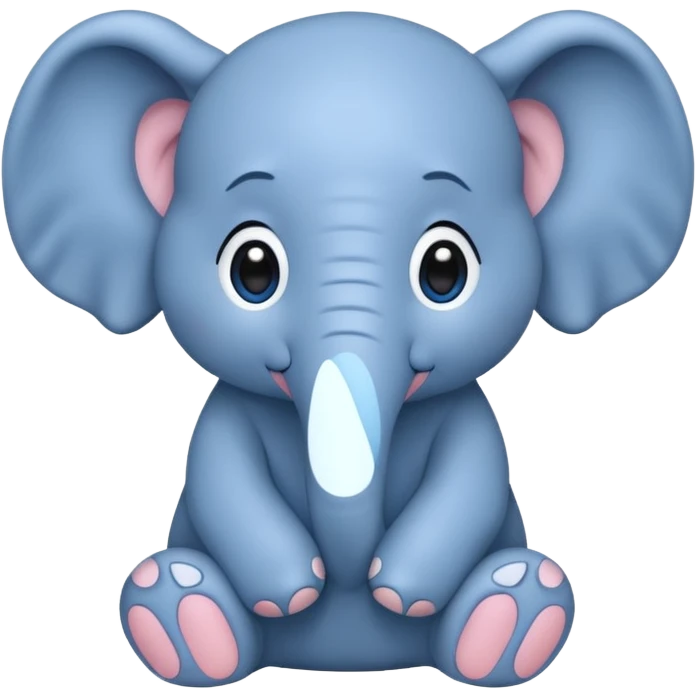adorable blue elephant, hands clasped, teary-eyed emoji