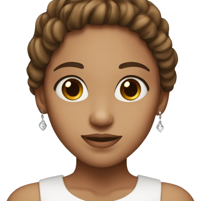 Girl white skin brown hair brown eyes wearing earrings emoji