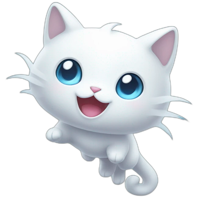 Cute cartoon ghost cat like transpearent pokemon floating in the air emoji