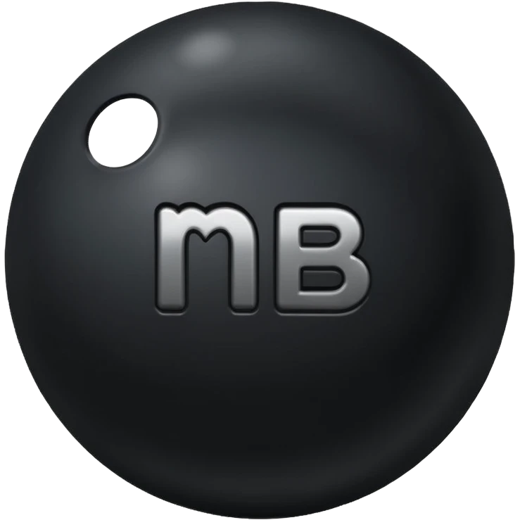 Black Ball with MB written on in the middle of it. Nothing else no holes or anything. emoji