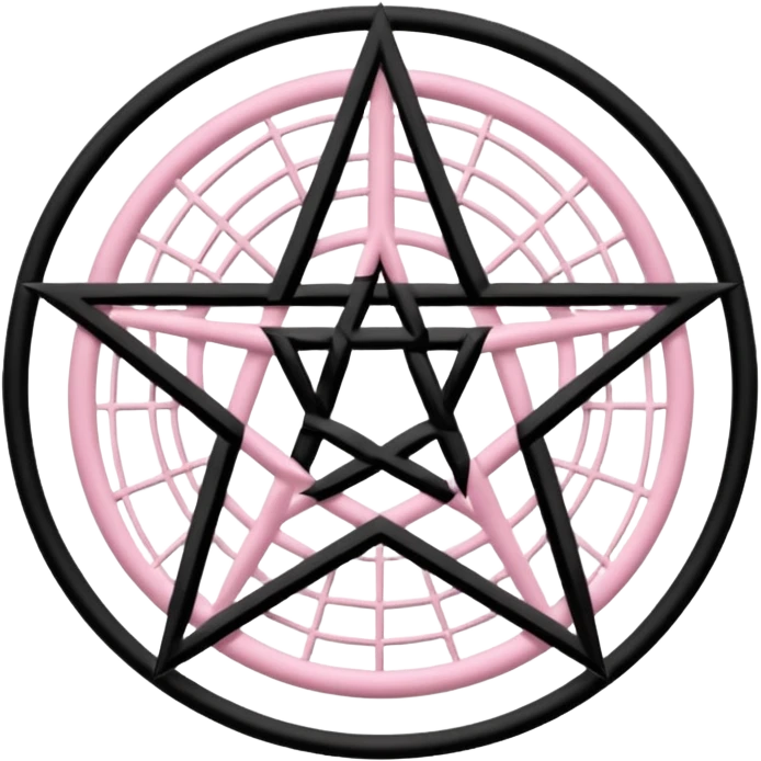 Light pink pentacle with black spiderwebs emoji