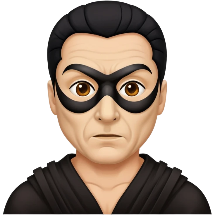masked man, evil, serial killer, creepy, black hair, older, shoulders emoji