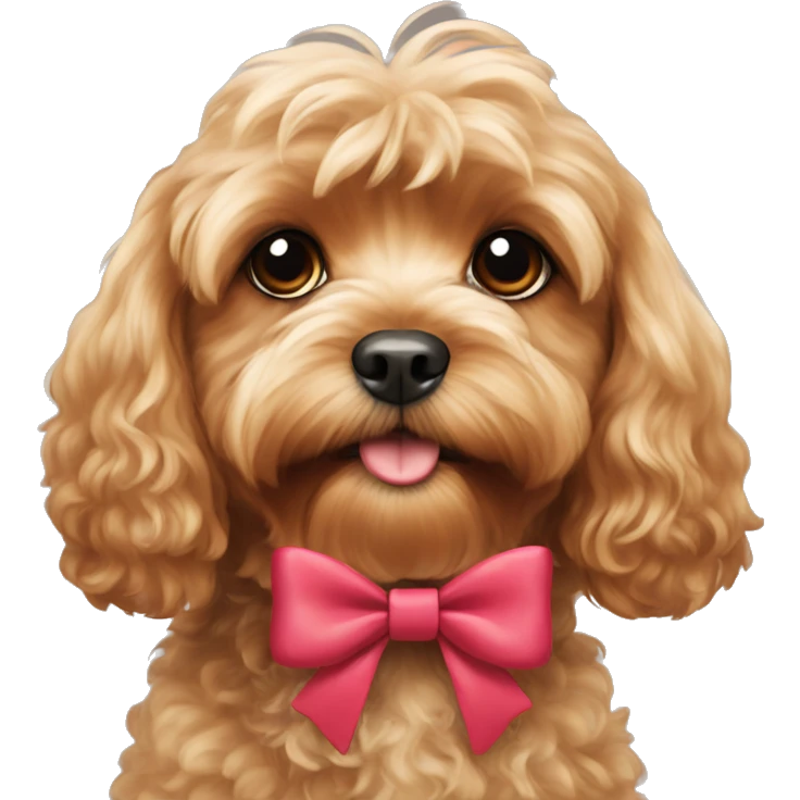 cavoodle wearing bow emoji