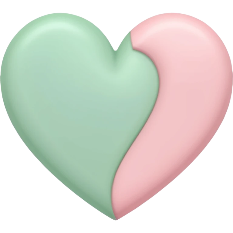 A half pastel green half pastel pink heart emoji