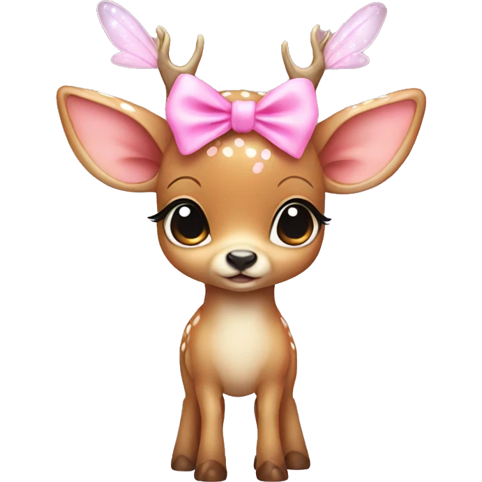 baby deer with fairy wings and a pink bow around its neck  emoji