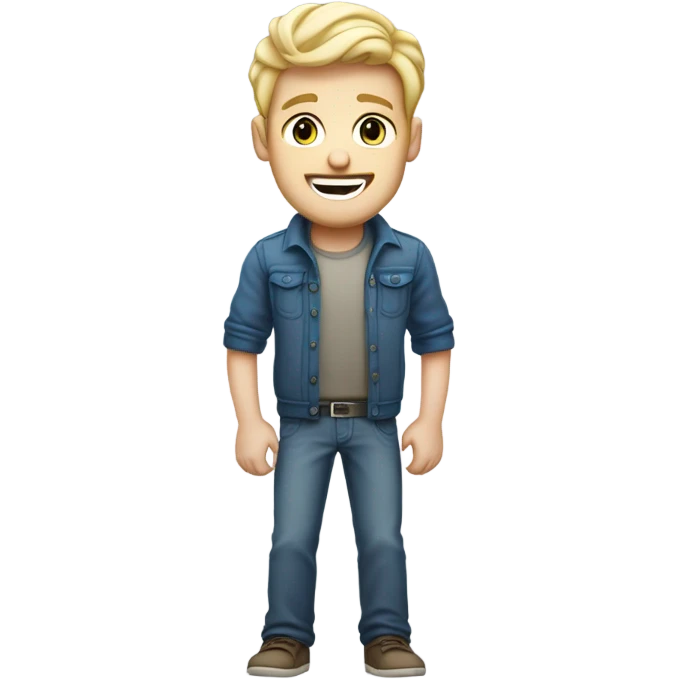 full body raised arms light curl blonde 30yo man blue eyed pale skin emoji