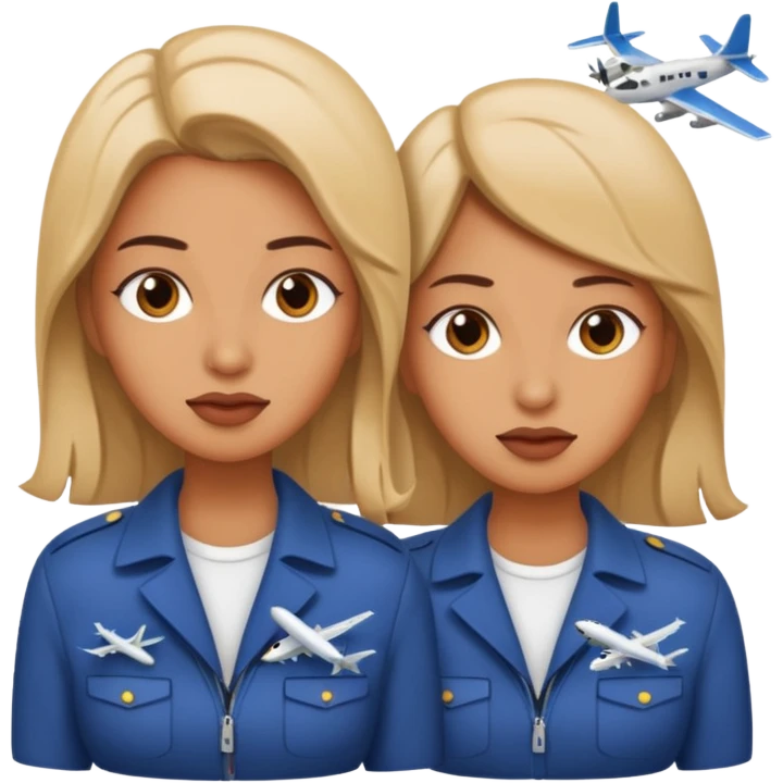 twin women with plane crashing them emoji