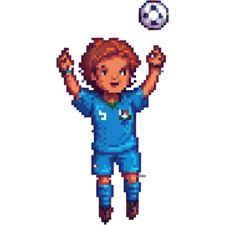 pixel art football player celebrating a goal with simple background emoji