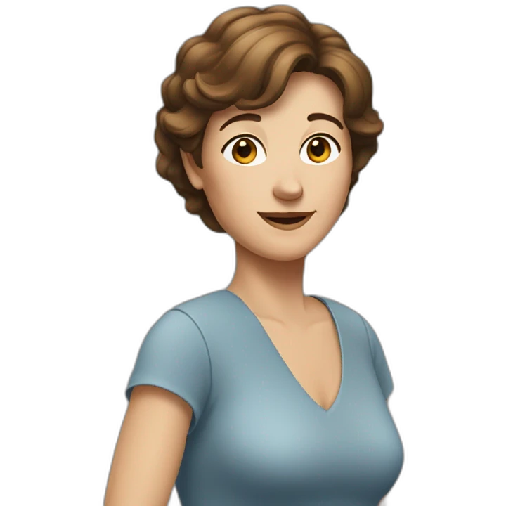 woman in her sixties with brown hair reaching to the shoulder emoji