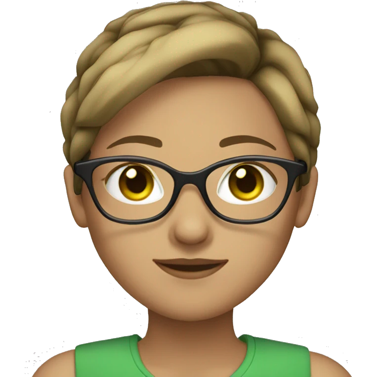 green eyed female with light brunette hair and eyeglasses emoji