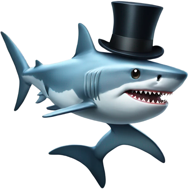 Shark with a top hat emoji