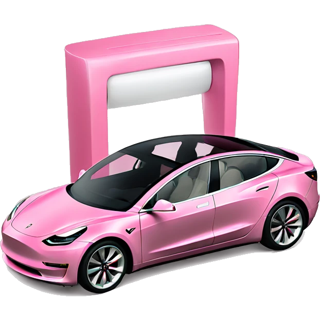 Pink Tesla model 3 monitor emoji