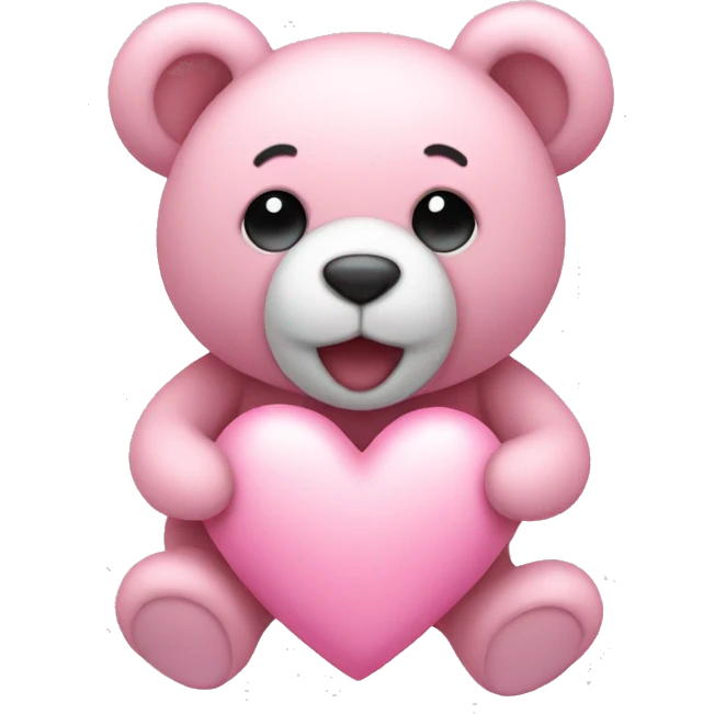 Pastel pink heart with teddy emoji