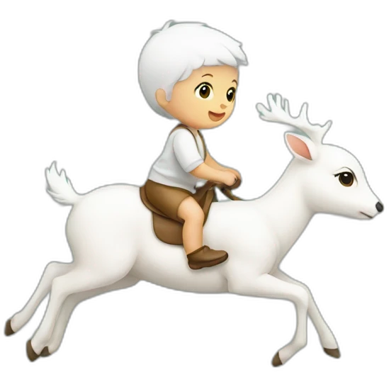 Baby riding the white deer emoji