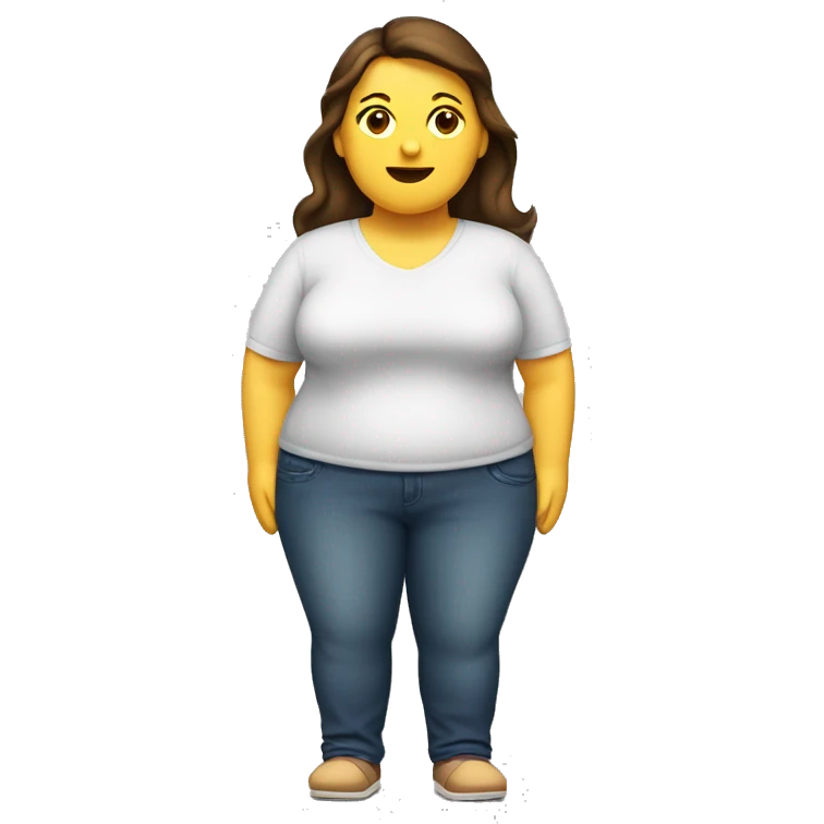 Brunette caucasian fat woman, full body emoji