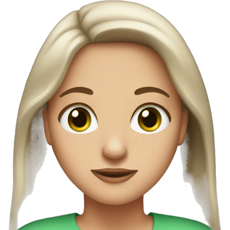 50 year old woman with long brown hair, green eyes emoji