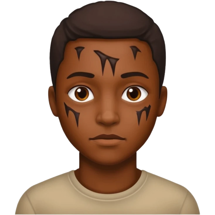 Faça um personagem negro com cicatrizes no rosto emoji