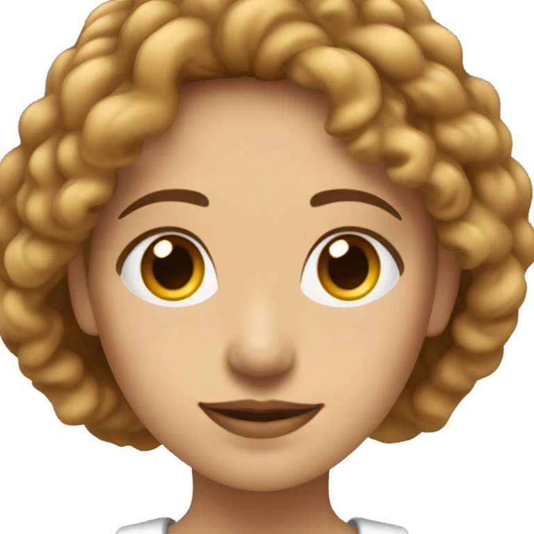 une femme au cheuvex bouclé jusqu'au epaule,avec les peau métisse clair et au yeux marrons emoji